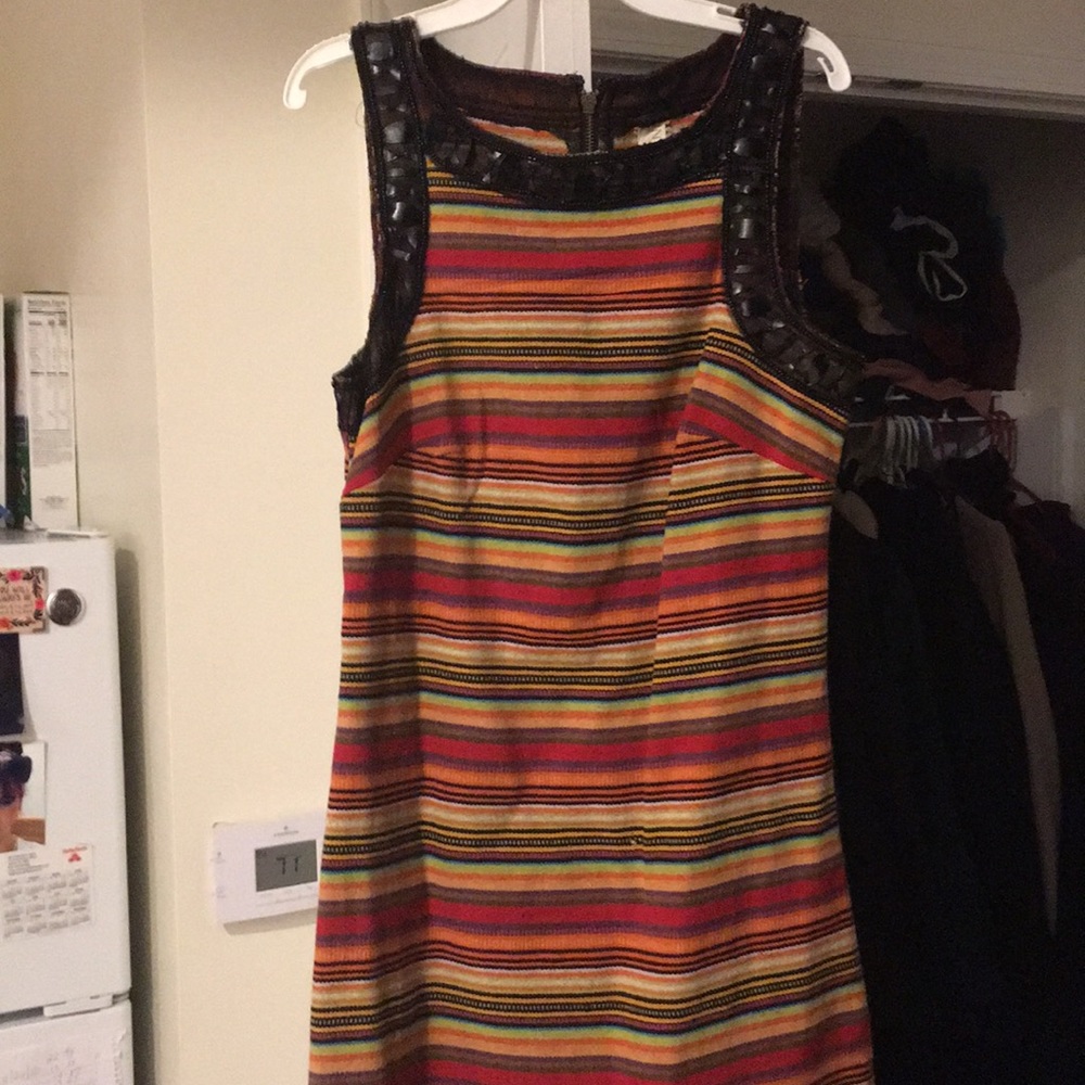 Super cute rainbow striped dress with black beads